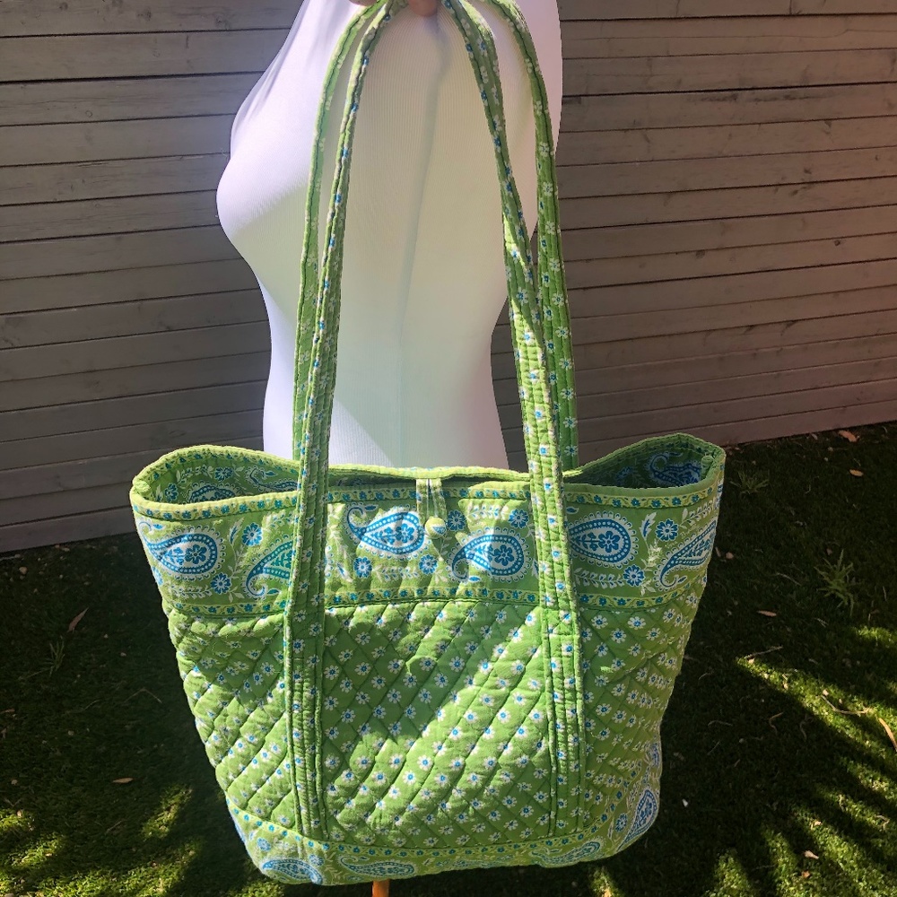 Vera Bradley Green with Blue Paisley Tote Bag